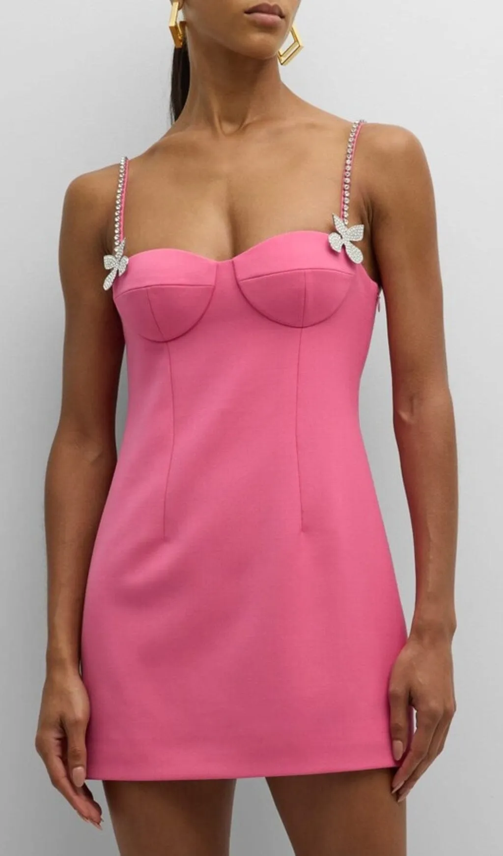 BUTTERFLY CRYSTAL DETAIL MINI DRESS IN PINK Gloria Lanvin