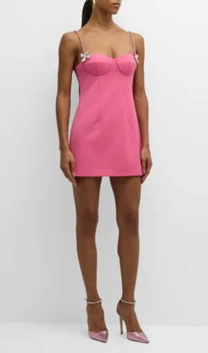 BUTTERFLY CRYSTAL DETAIL MINI DRESS IN PINK Gloria Lanvin