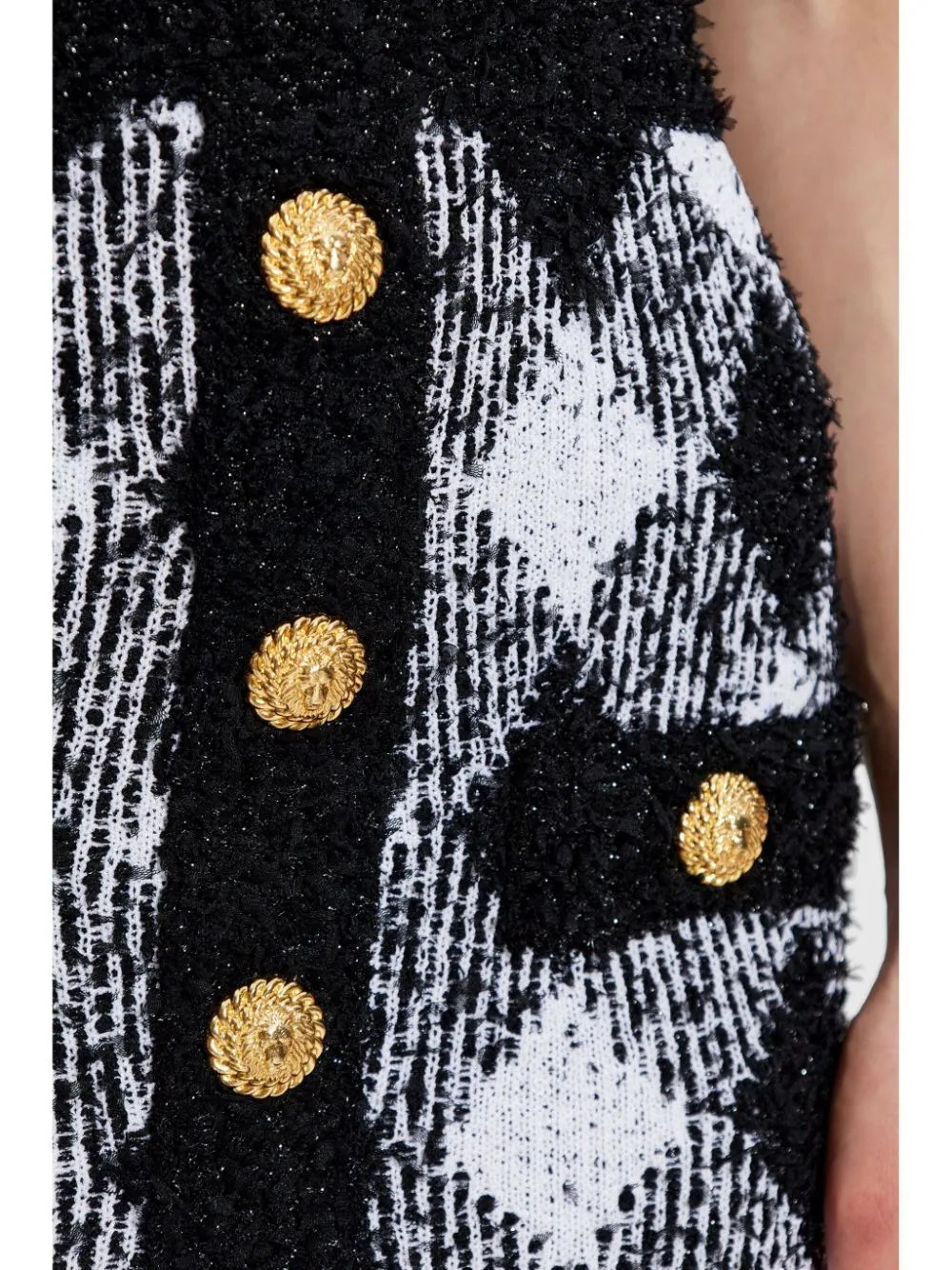 button-embellished plaid texture mini dress Gloria Lanvin