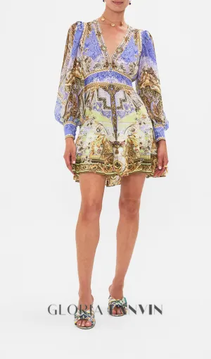 BUTTON FRONT FRILL DRESS GILDED Gloria Lanvin
