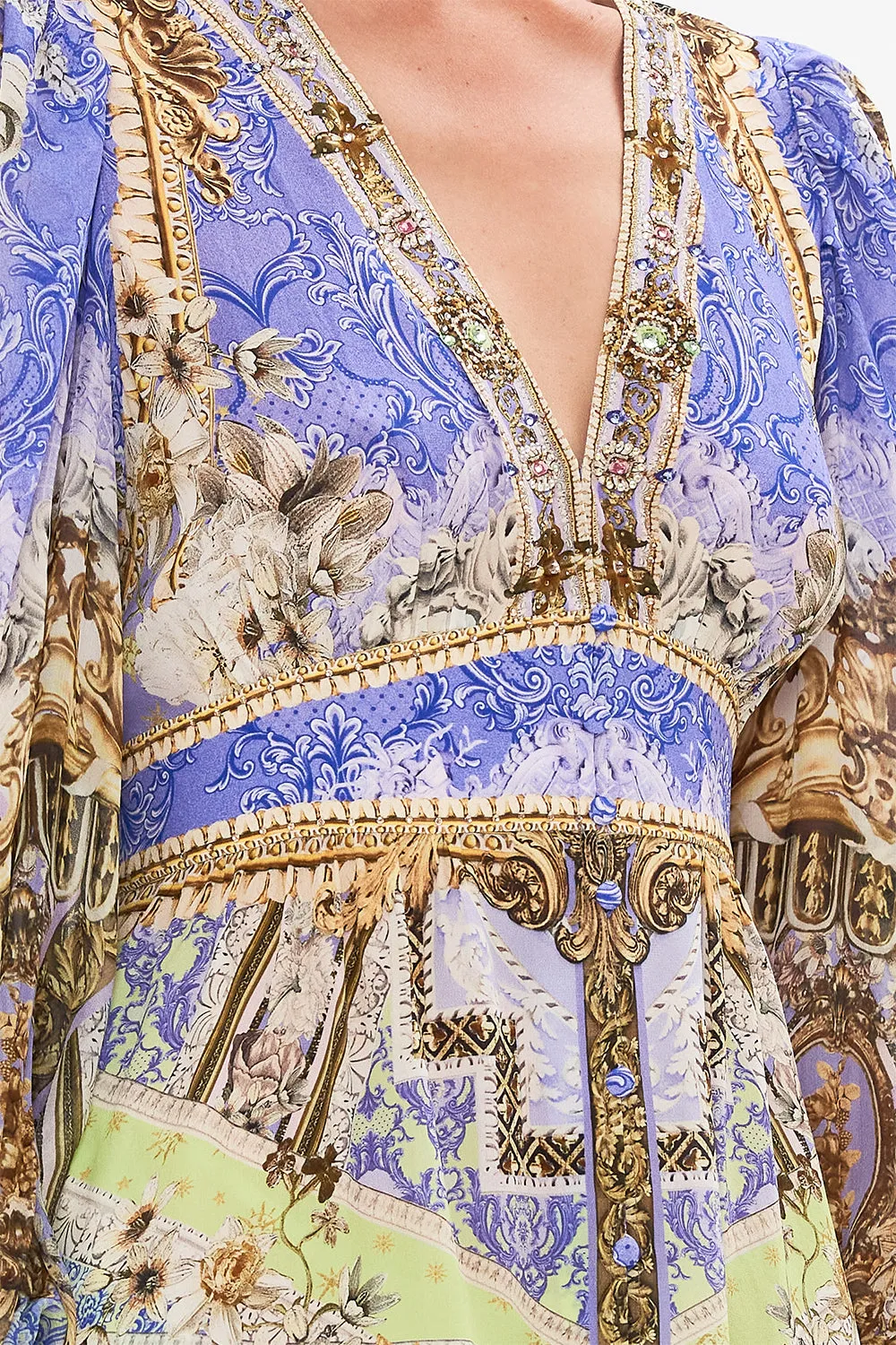 BUTTON FRONT FRILL DRESS GILDED Gloria Lanvin
