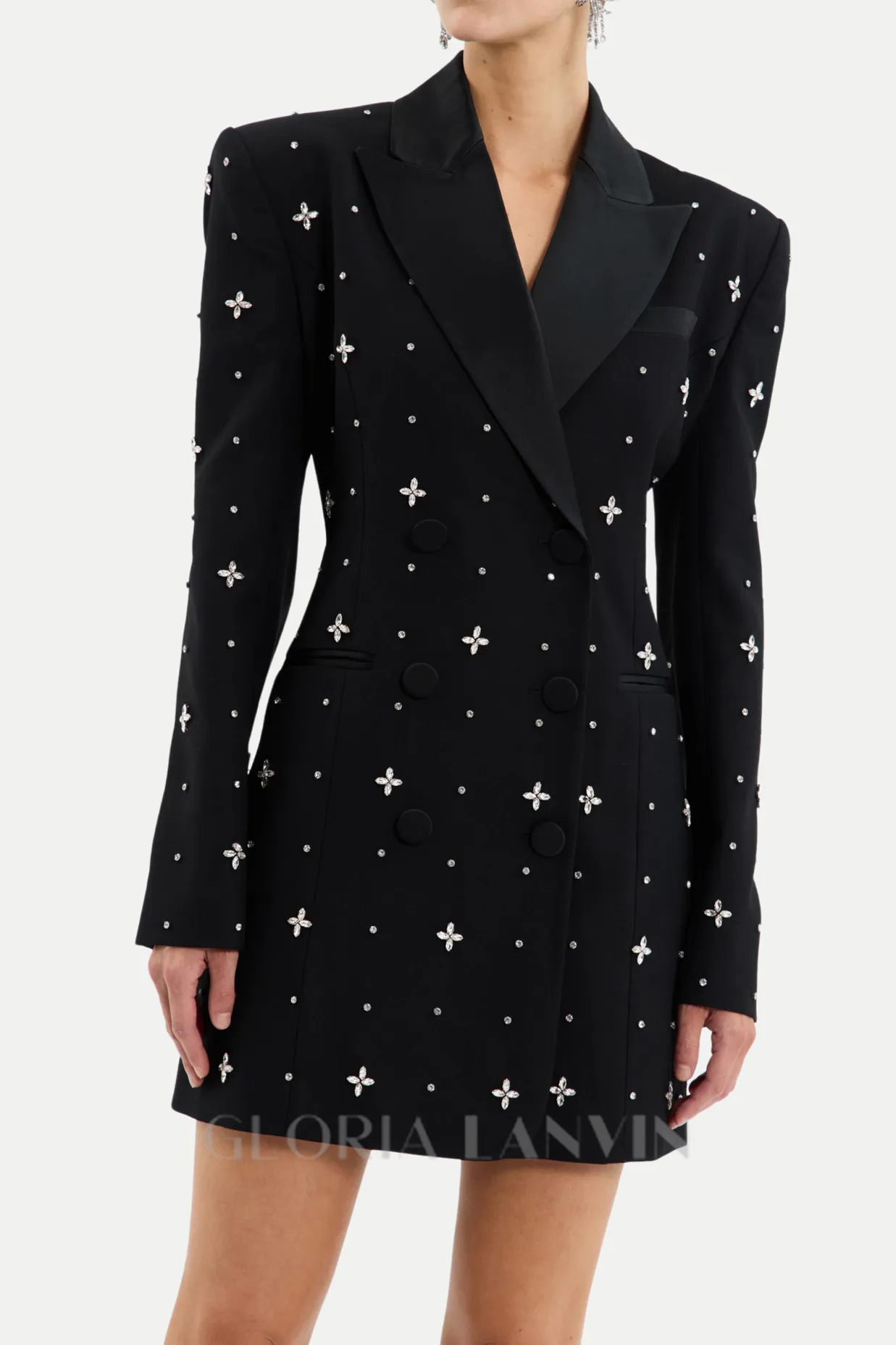 Cachi Diamante Embellished Blazer Mini Dress Gloria Lanvin
