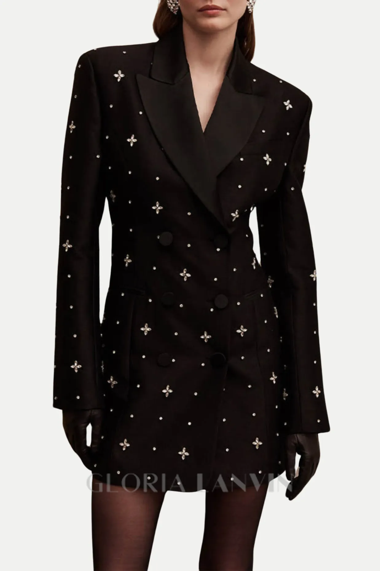 Cachi Diamante Embellished Blazer Mini Dress Gloria Lanvin