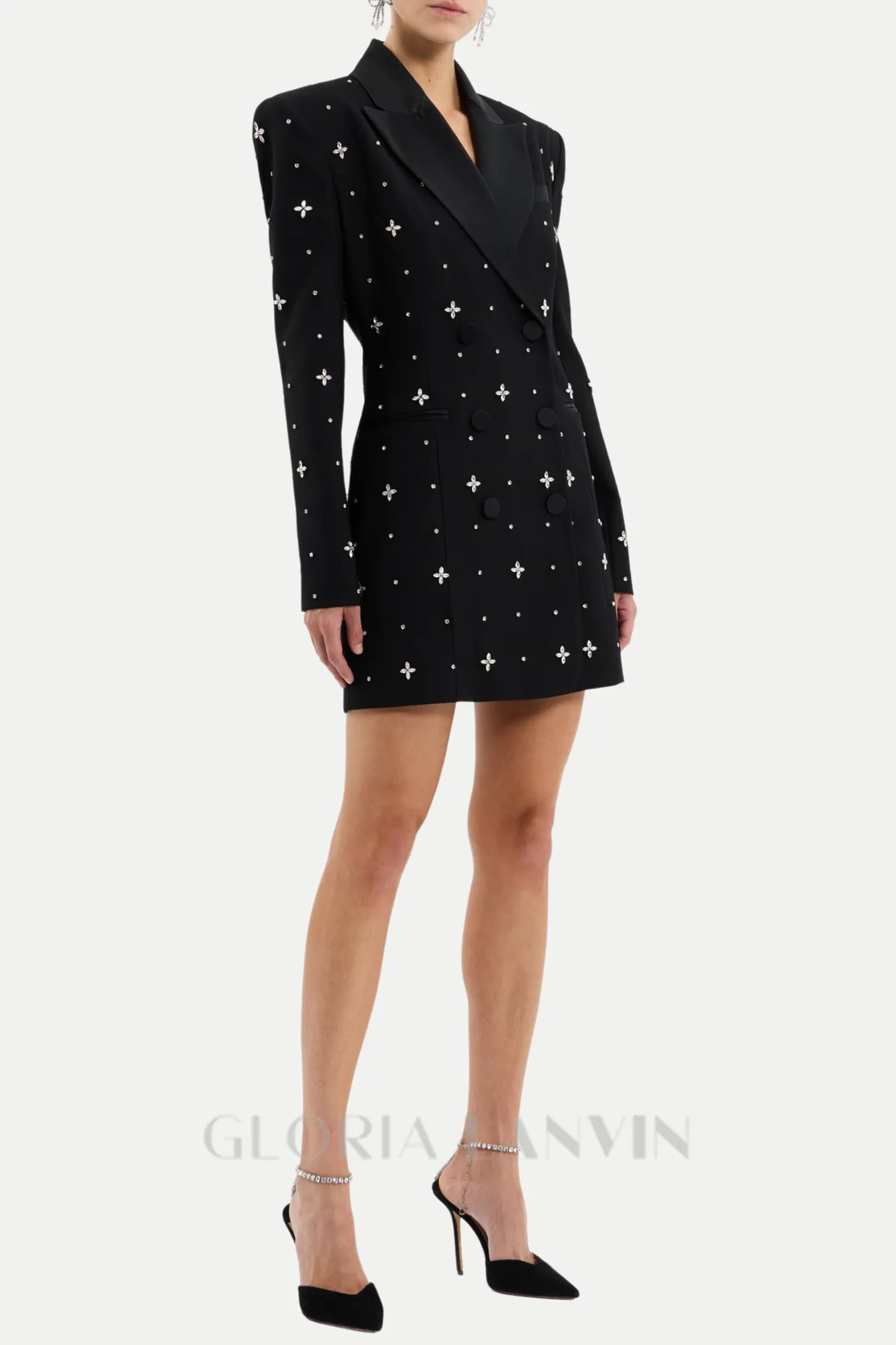 Cachi Diamante Embellished Blazer Mini Dress Gloria Lanvin