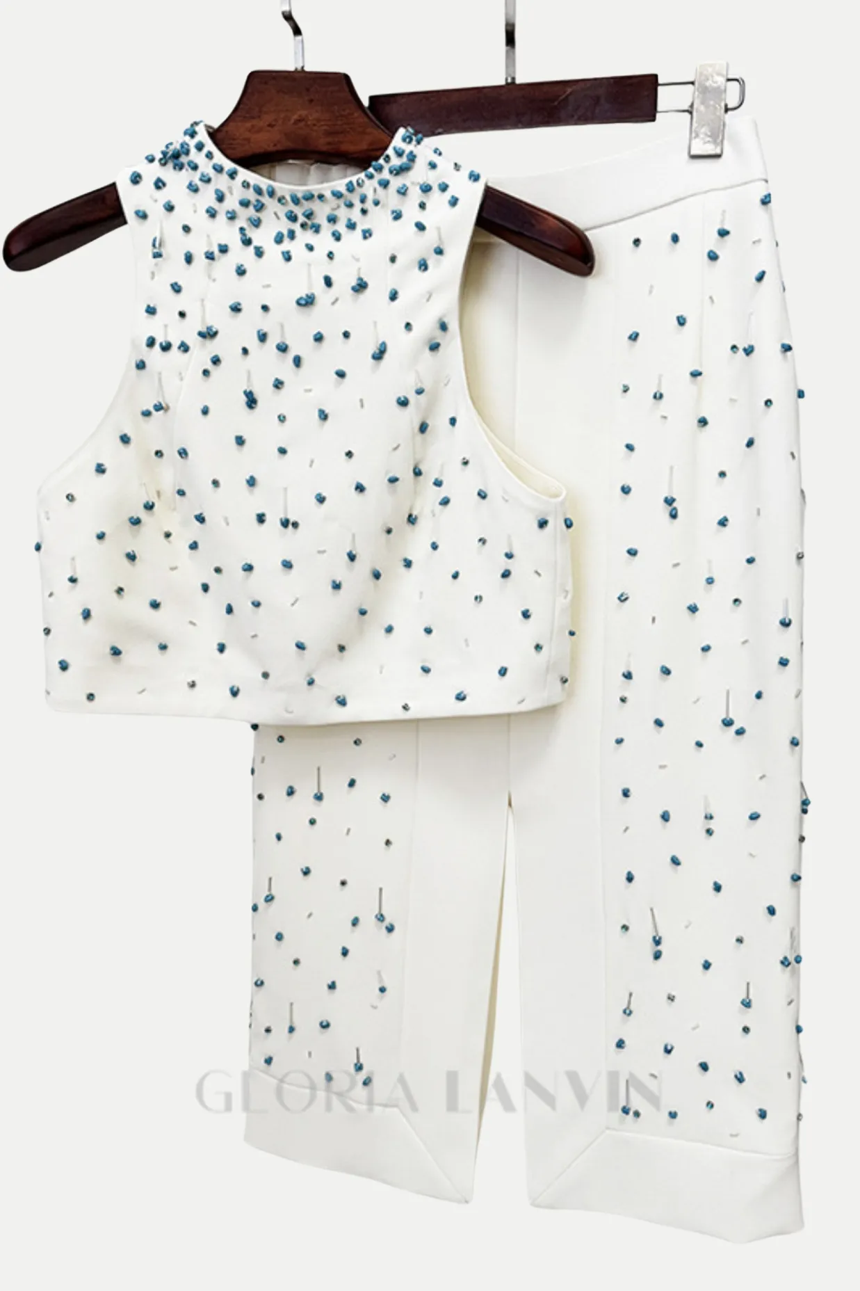 Cadee Turquoise Embellished Two Piece Set Gloria Lanvin