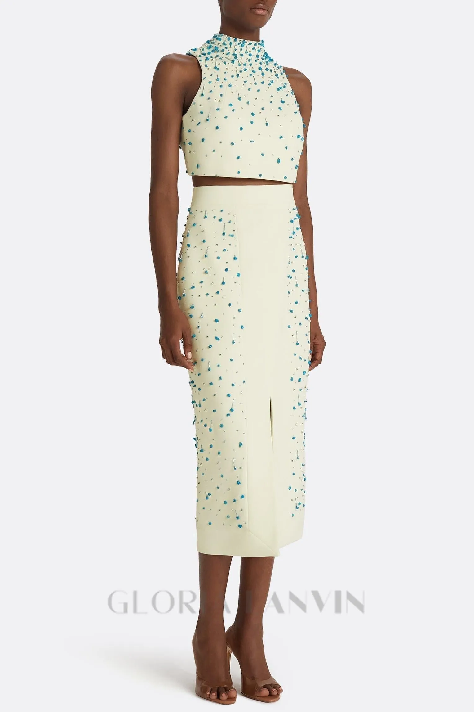 Cadee Turquoise Embellished Two Piece Set Gloria Lanvin