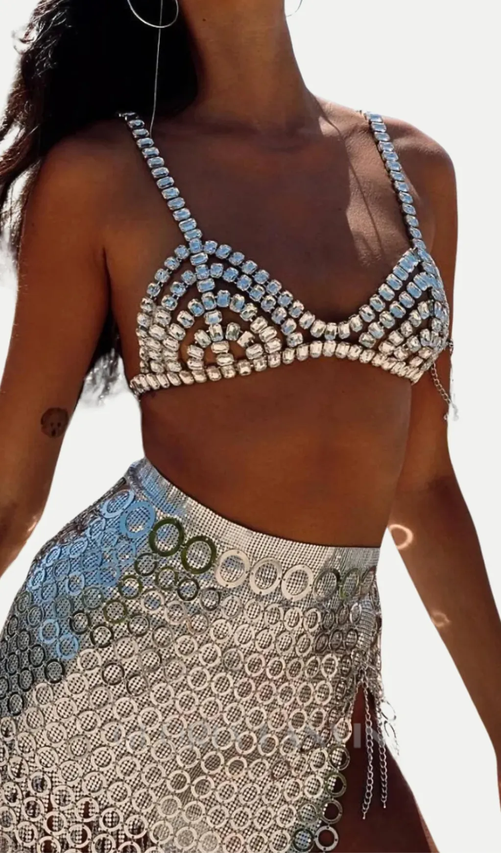 Cael Crystal Bra in Silver Gloria Lanvin