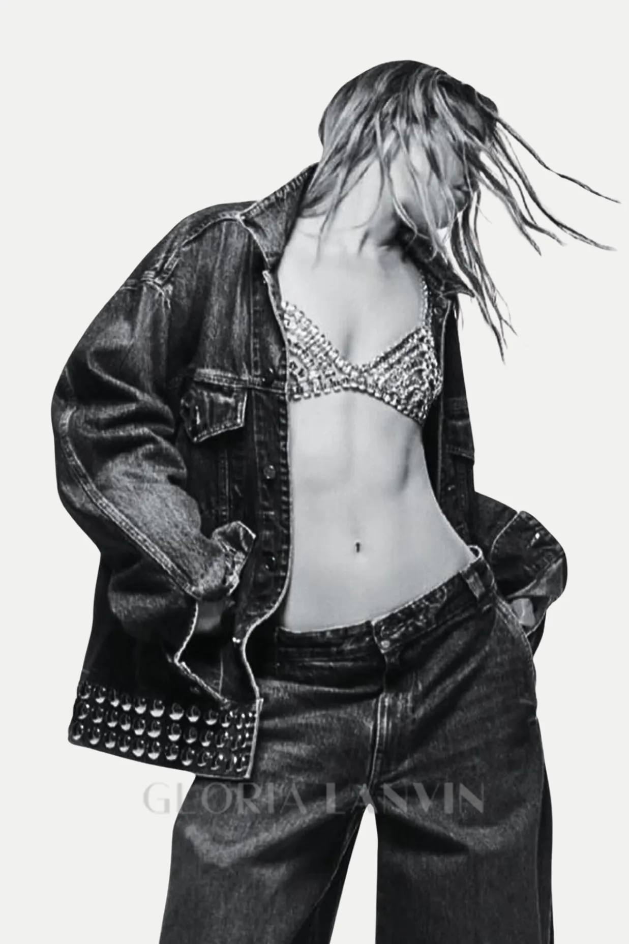 Cael Crystal Bra in Silver Gloria Lanvin