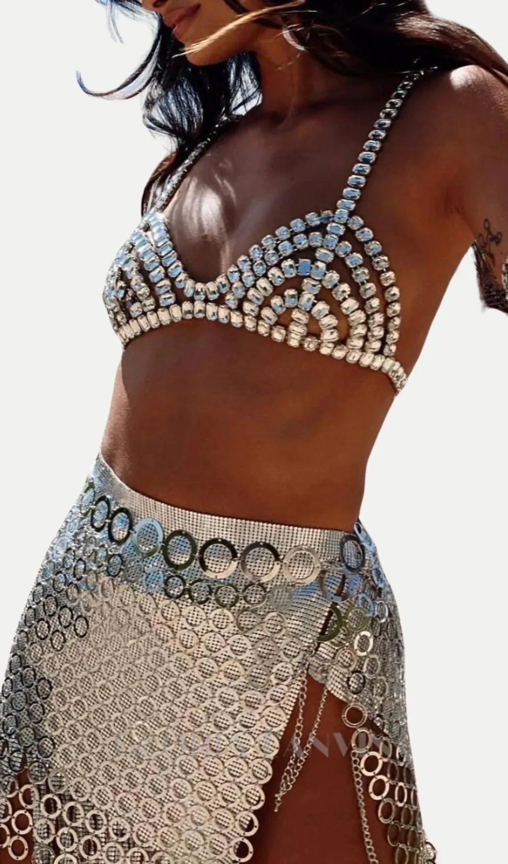 Cael Crystal Bra in Silver Gloria Lanvin