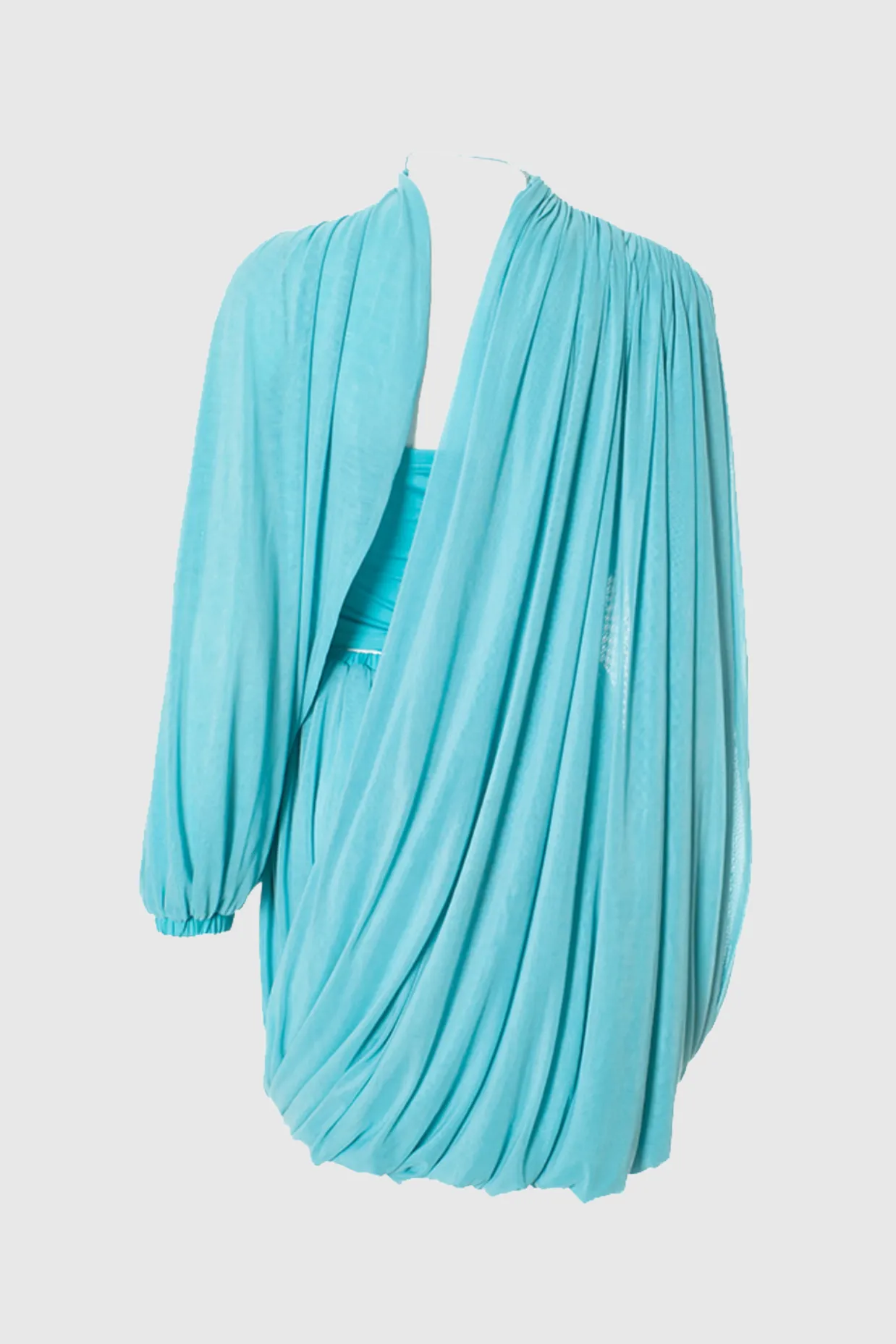 Cahya Asymmetric Draped Mesh Mini Dress Gloria Lanvin