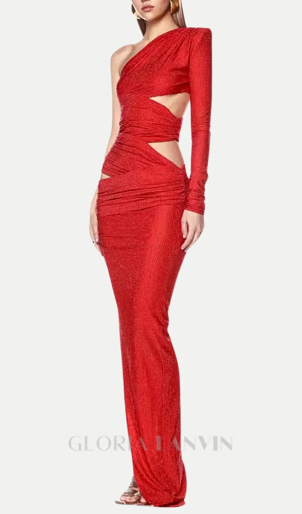 Caits One Shoulder Crystal Cutout Maxi Dress Gloria Lanvin