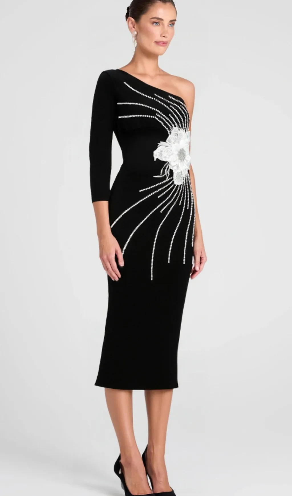Calista Olive Black One Shoulder Velvet Maxi Dress Gloria Lanvin