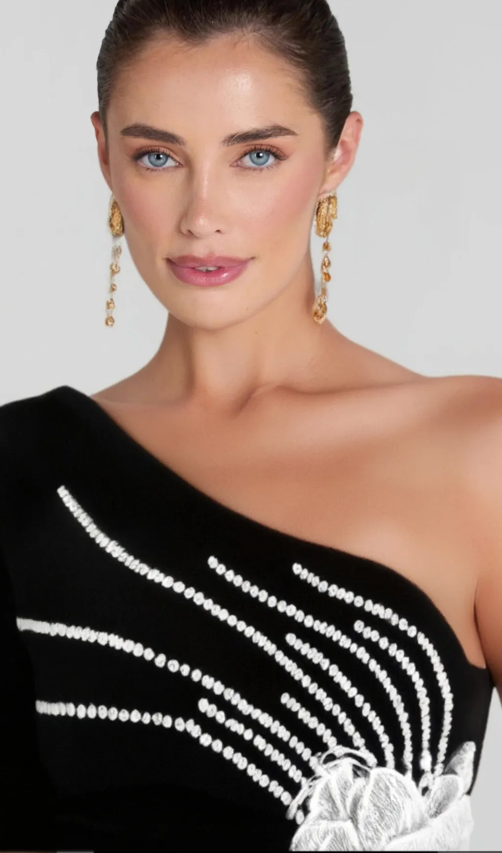 Calista Olive Black One Shoulder Velvet Maxi Dress Gloria Lanvin