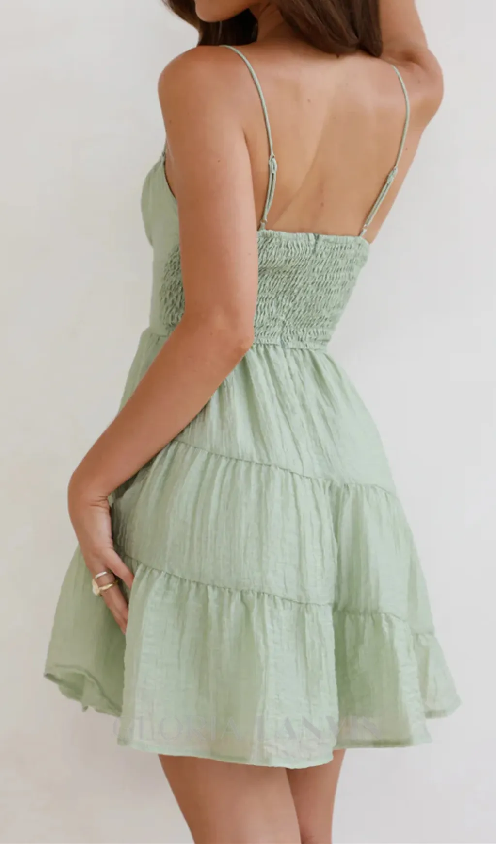 calista strap mini dress in green Gloria Lanvin