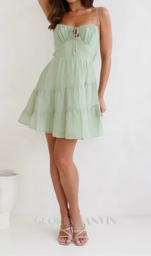 calista strap mini dress in green Gloria Lanvin