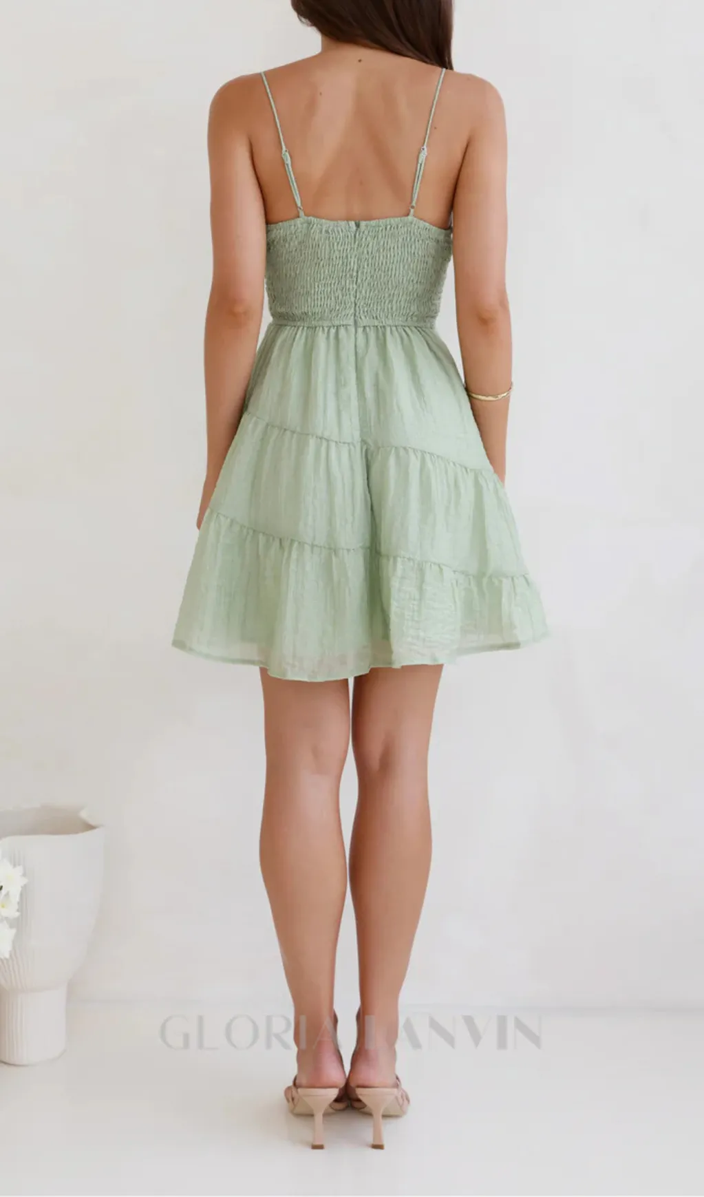 calista strap mini dress in green Gloria Lanvin