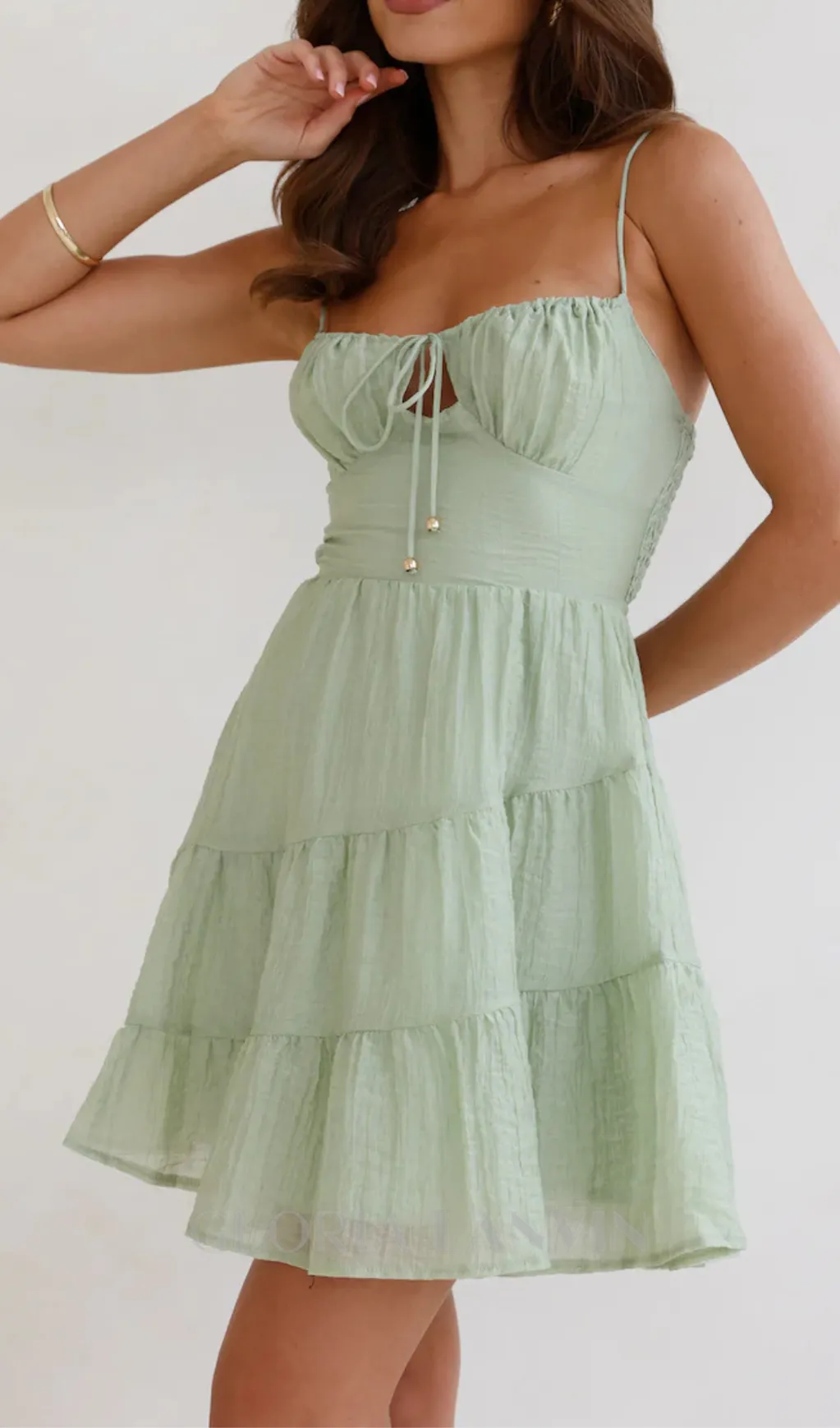 calista strap mini dress in green Gloria Lanvin