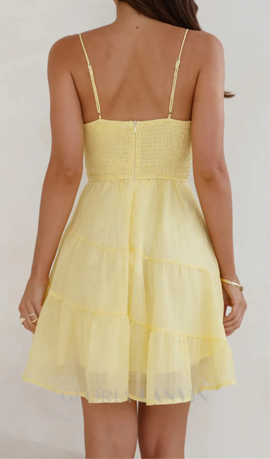 calista strap mini dress in yellow Gloria Lanvin