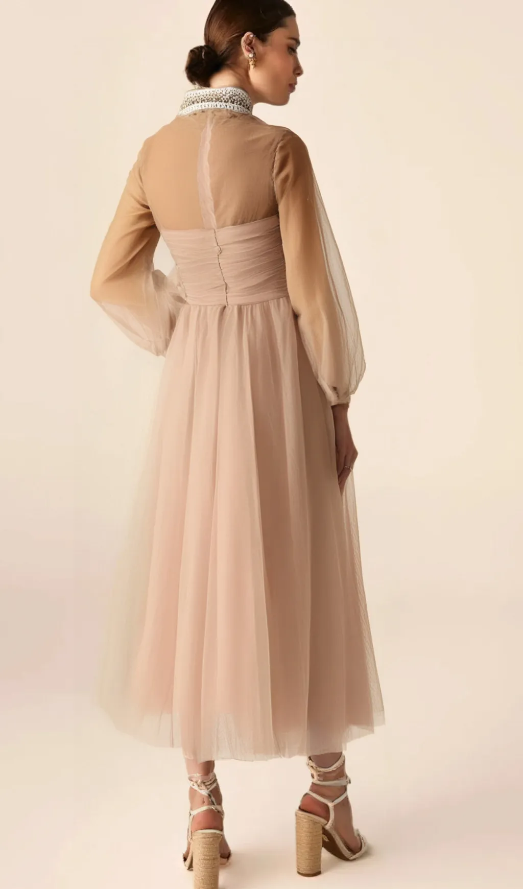 Calixte pink embellished tulle midi dress Gloria Lanvin
