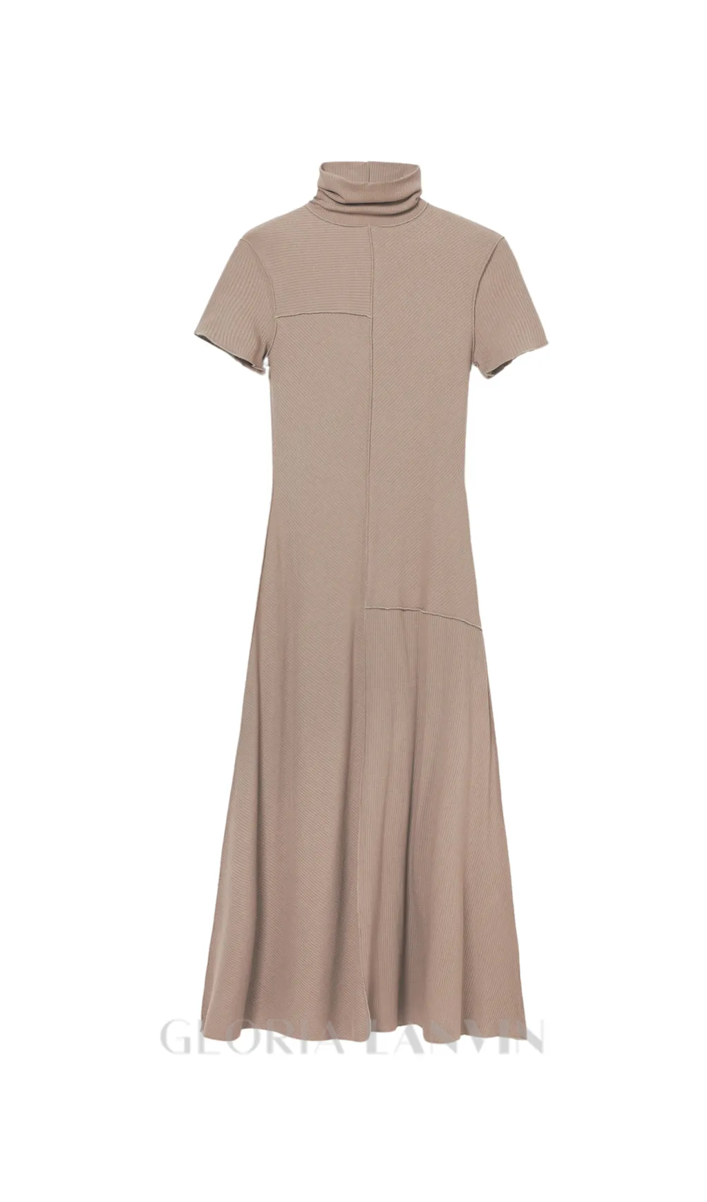 camel bodycon midi dress with high neck Gloria Lanvin