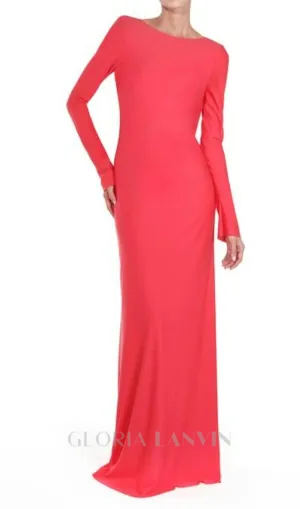 Candice long sleeve backless maxi Dress in red Gloria Lanvin