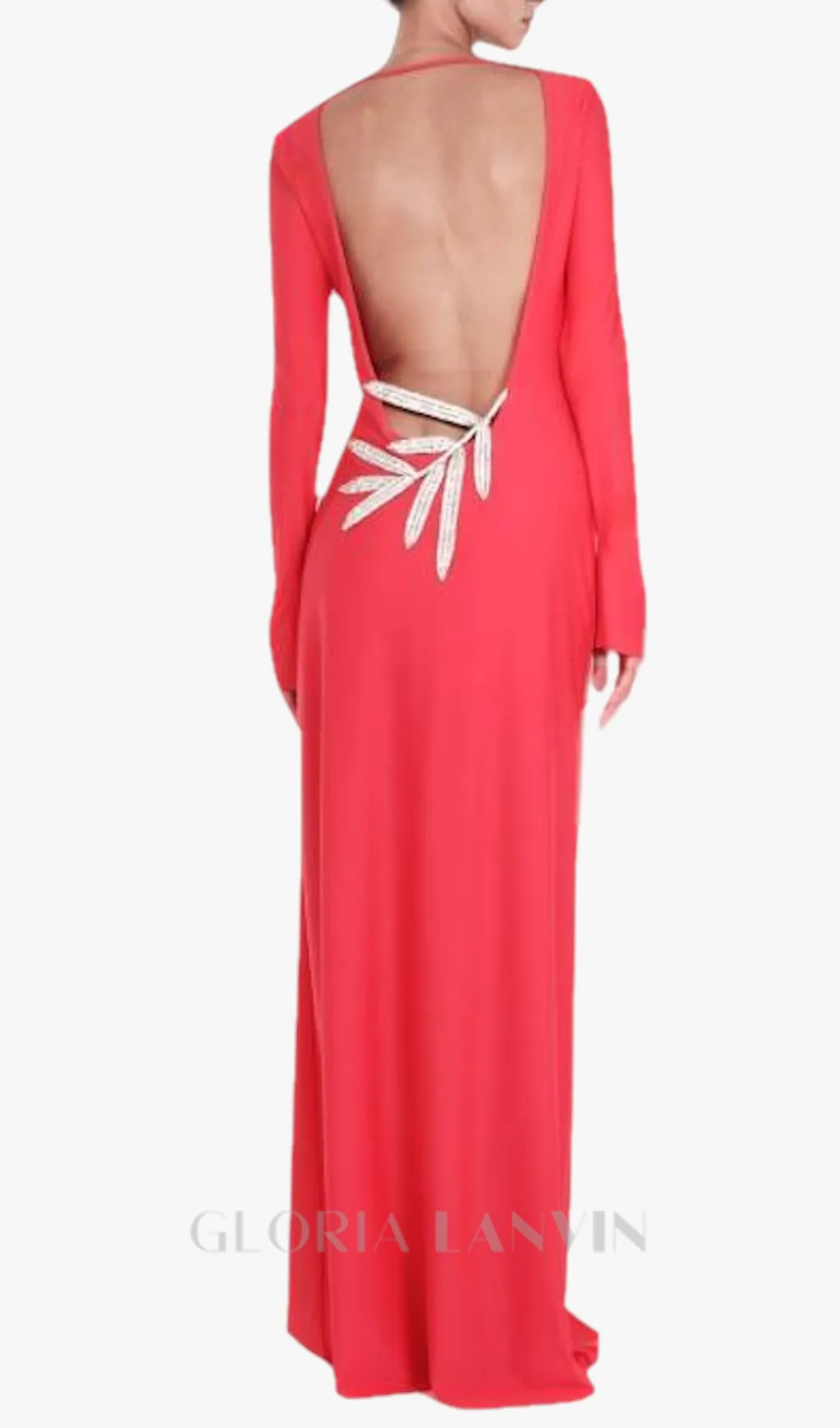 Candice long sleeve backless maxi Dress in red Gloria Lanvin