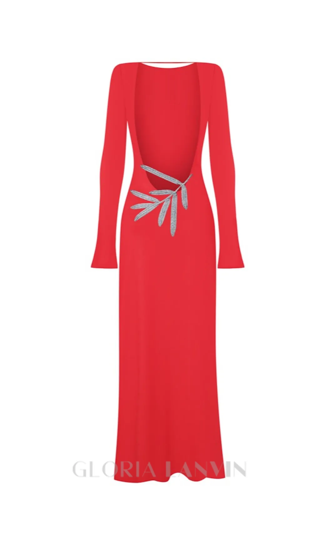 Candice long sleeve backless maxi Dress in red Gloria Lanvin