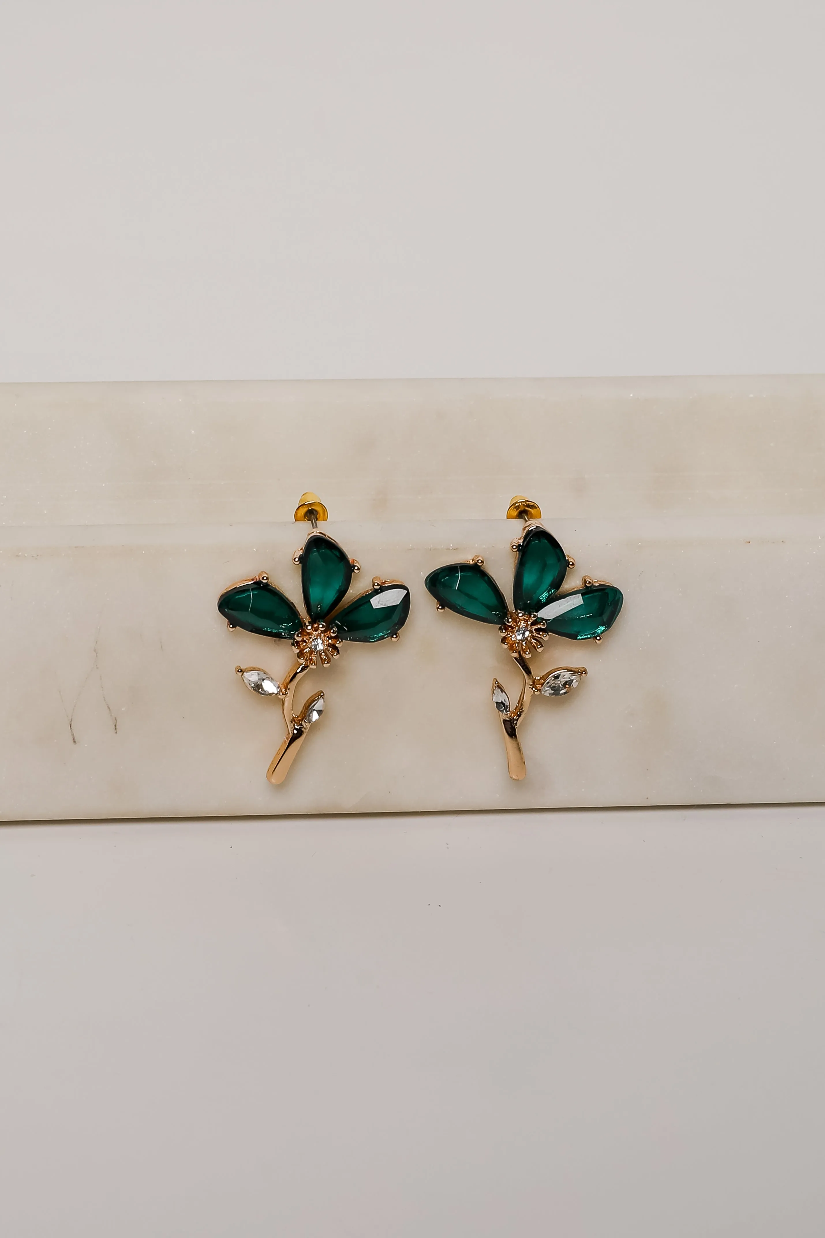 Carmen Green Gemstone Flower Earrings