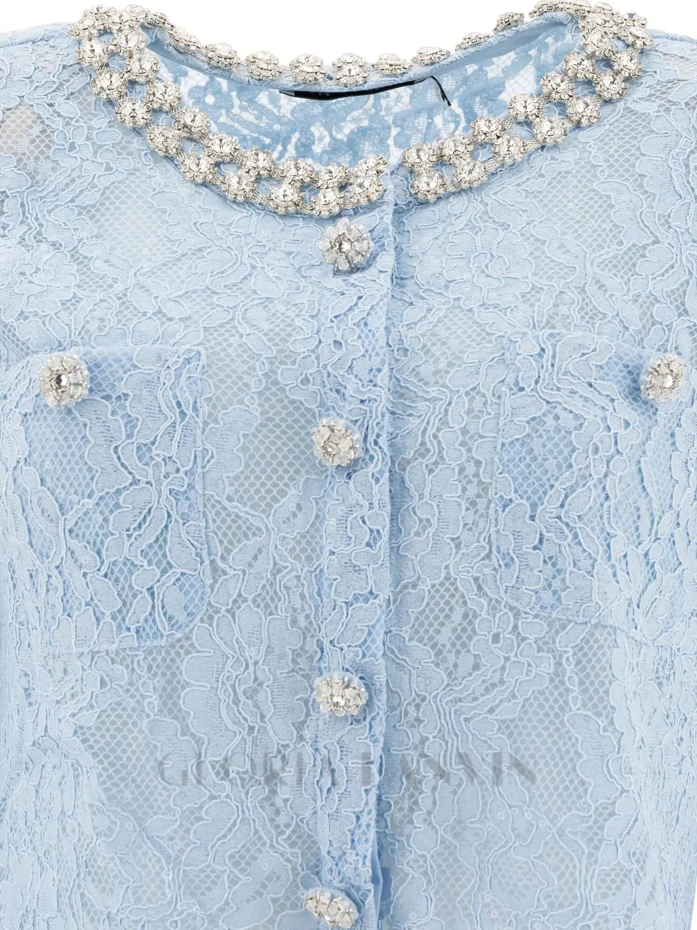carol lace embellished top & midi skirt in blue Gloria Lanvin