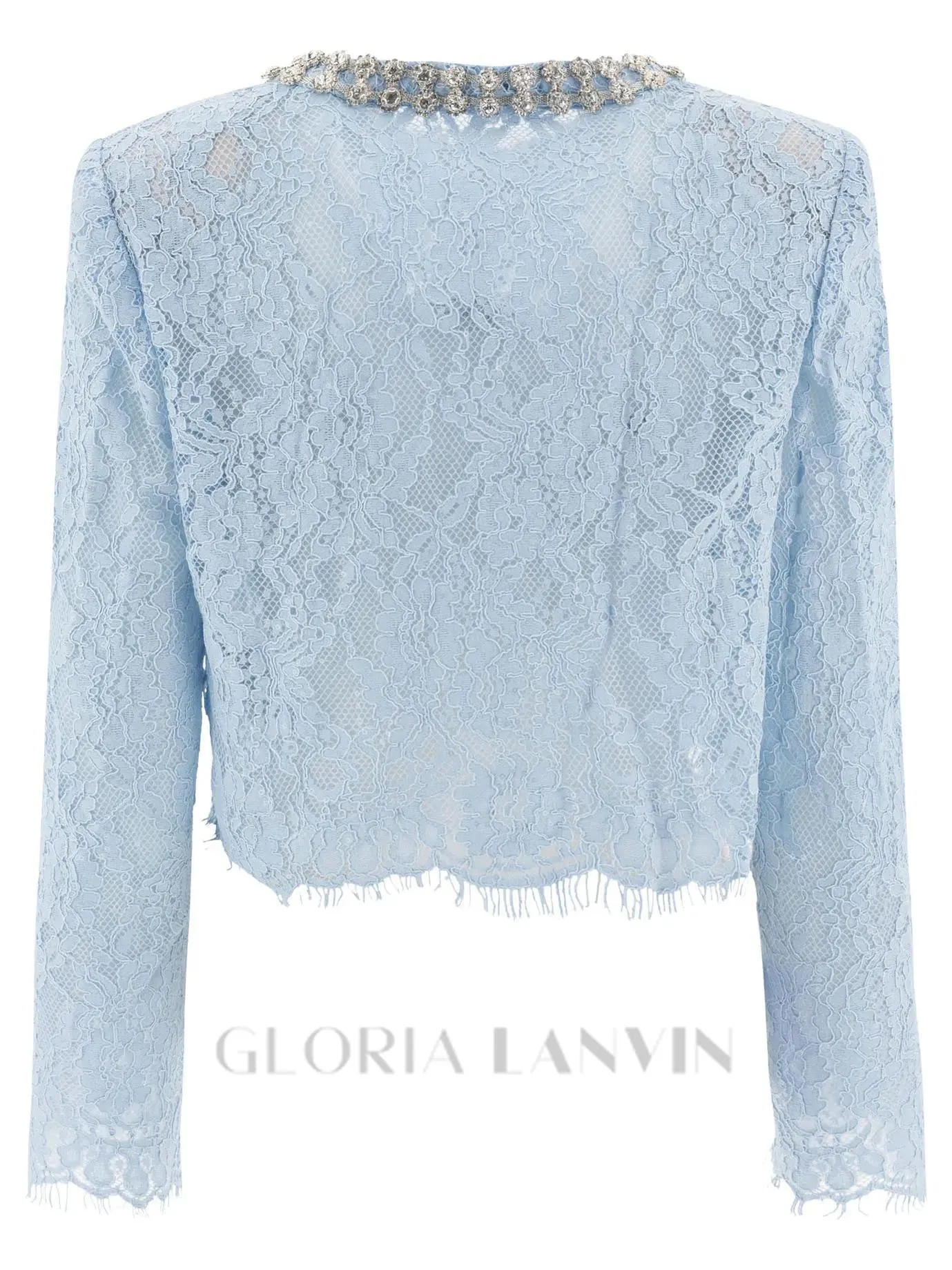 carol lace embellished top & midi skirt in blue Gloria Lanvin
