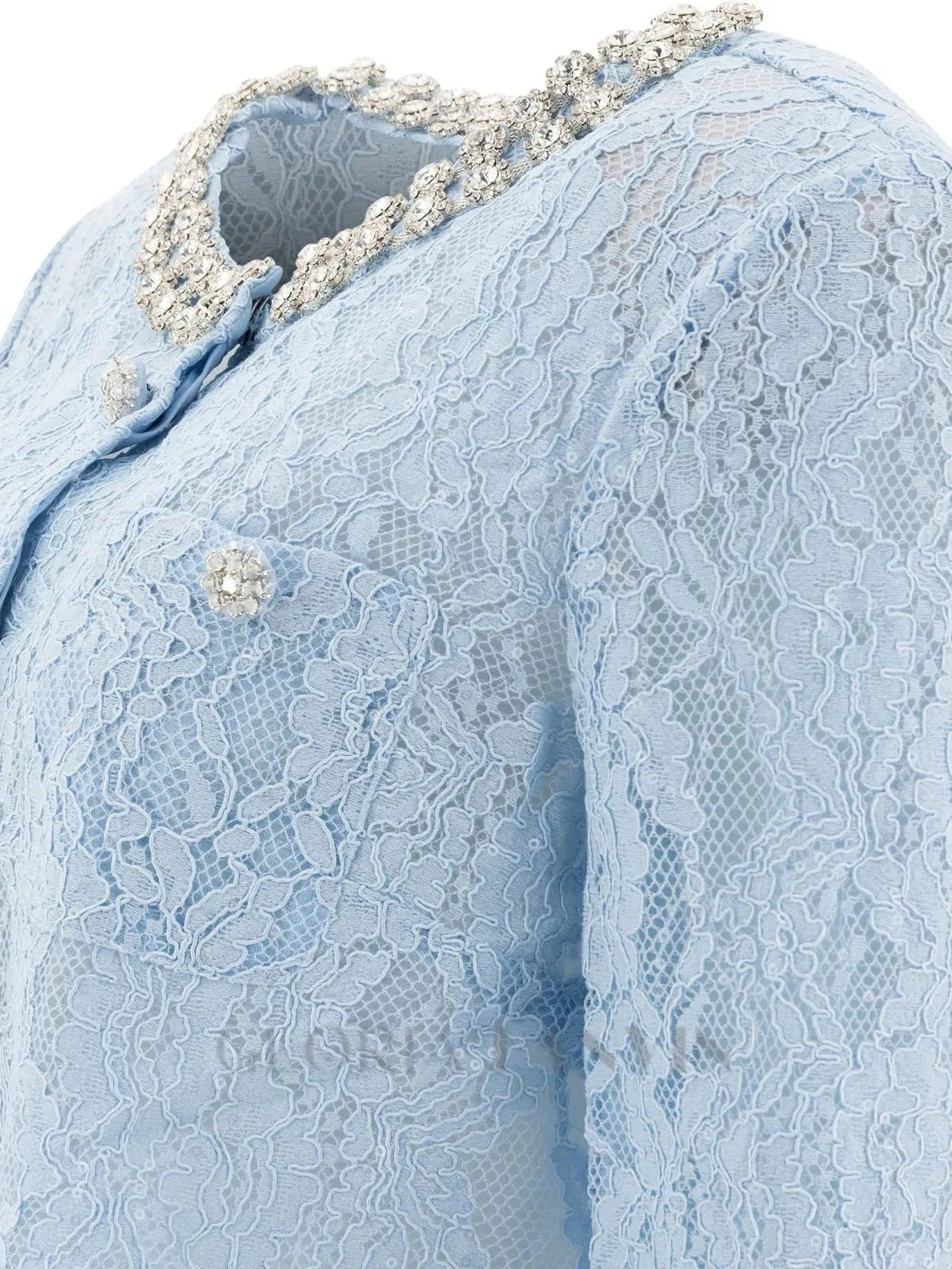 carol lace embellished top & midi skirt in blue Gloria Lanvin
