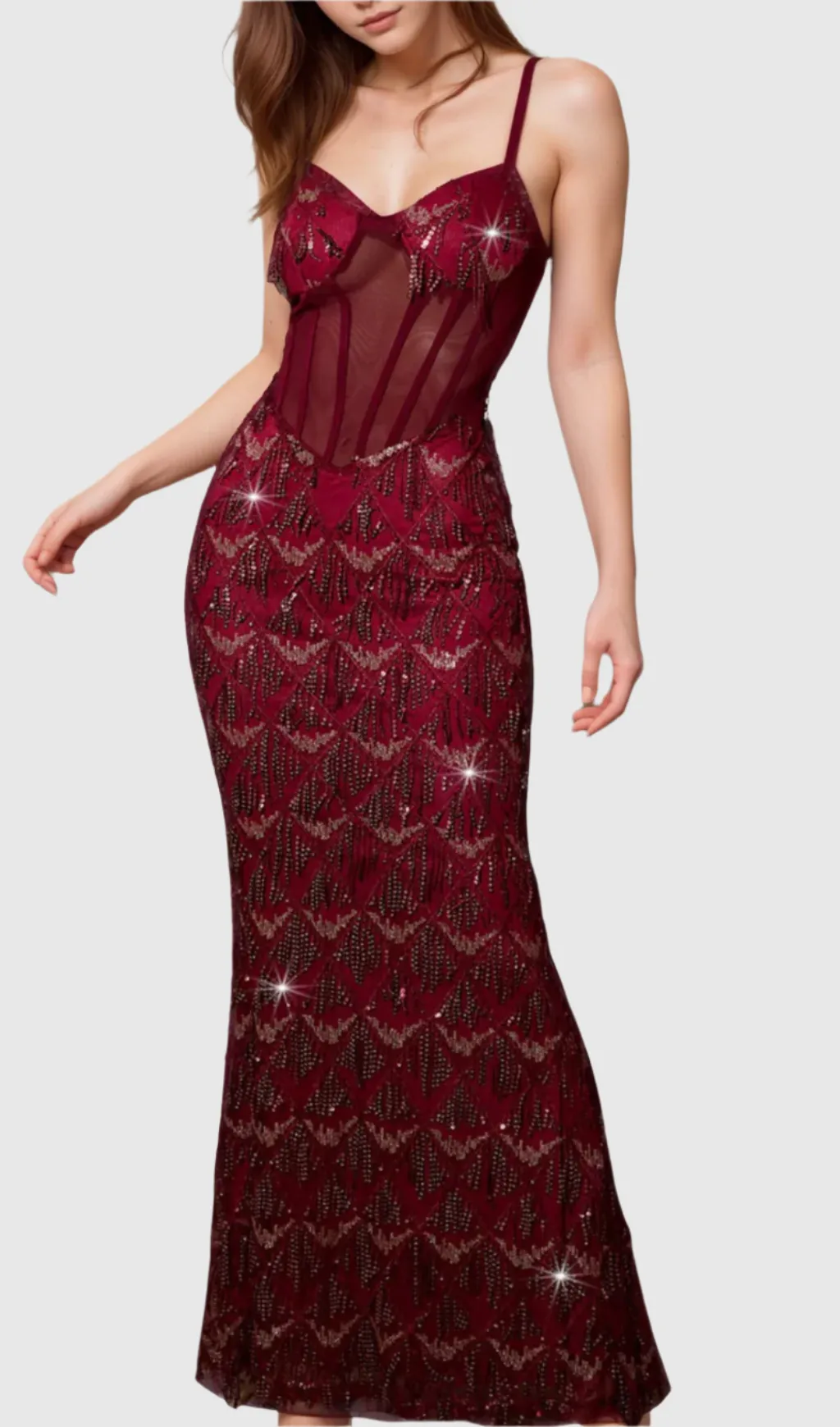 Carol Sequin Fringe Maxi Dress In Red Gloria Lanvin