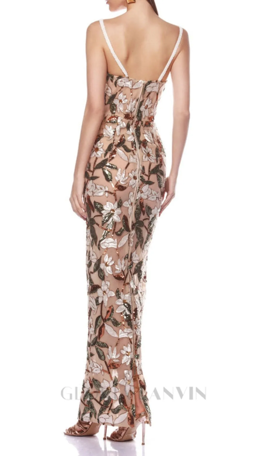 CARSEN STRAPPY FLOWER EMBROIDERY MAXI DRESS Gloria Lanvin