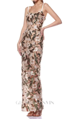 CARSEN STRAPPY FLOWER EMBROIDERY MAXI DRESS Gloria Lanvin
