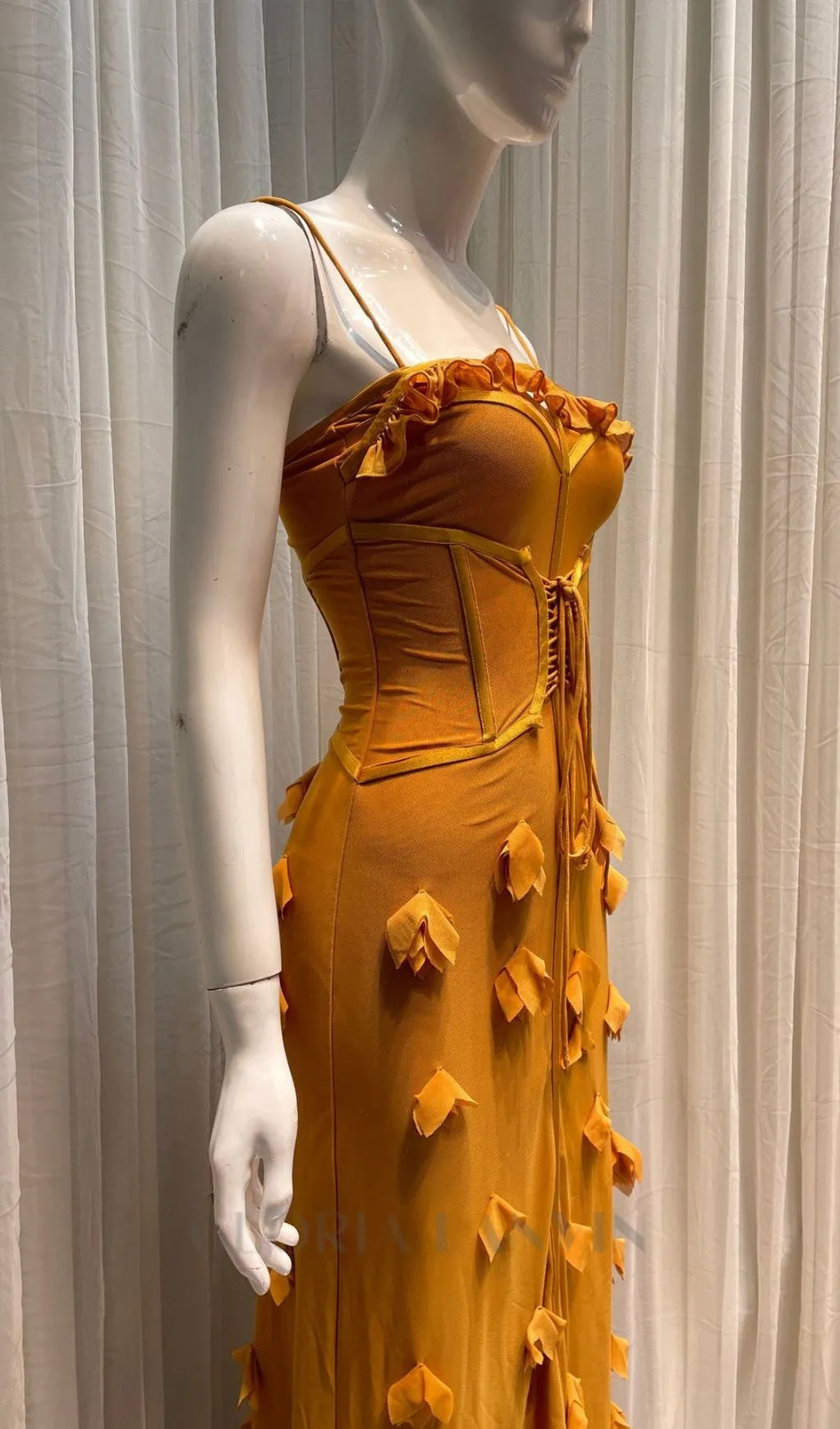 CARYS STRAPPY PETAL MAXI DRESS in yellow Gloria Lanvin