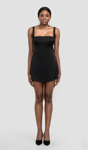 CATHI BLACK SATIN VINTAGE MINI DRESS Gloria Lanvin