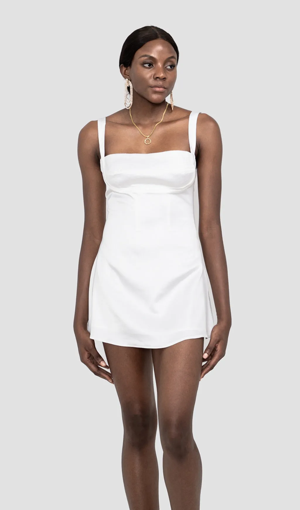 CATHI WHITE SATIN VINTAGE MINI DRESS Gloria Lanvin