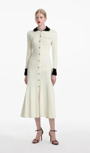 Ccilie contrast-trim knitted shirt dress Gloria Lanvin