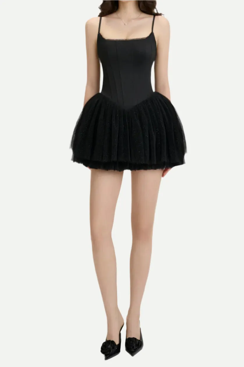celeste lace bowknot backless mini dress in black Gloria Lanvin