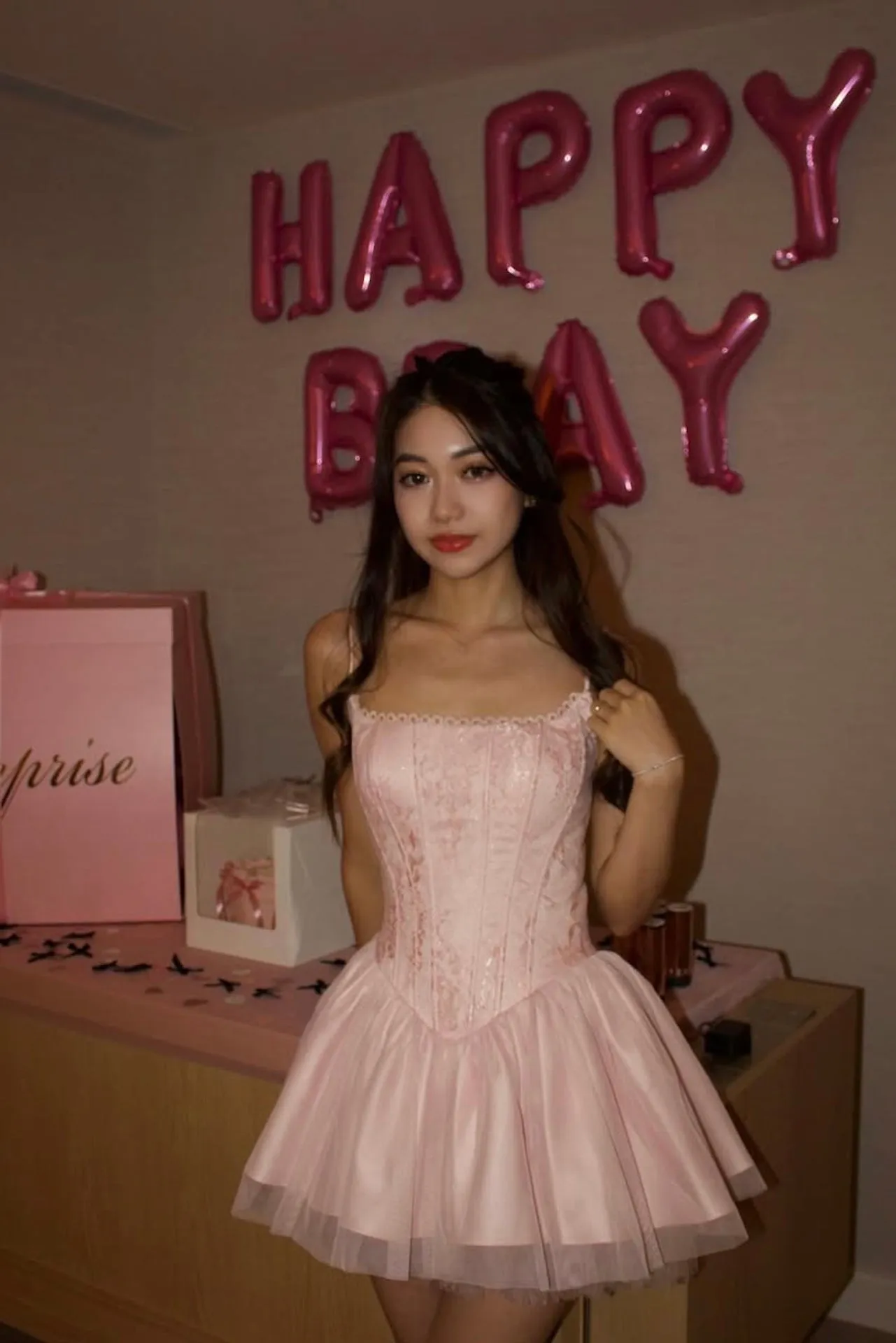 celeste lace bowknot backless mini dress in pink Gloria Lanvin