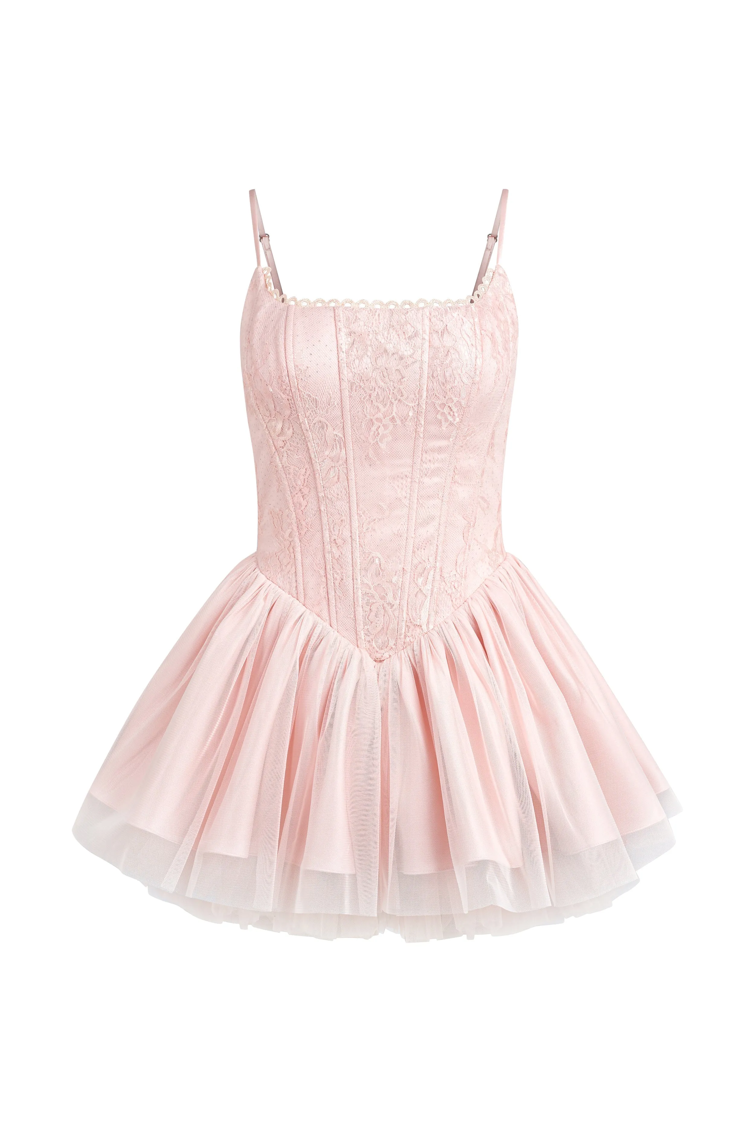 celeste lace bowknot backless mini dress in pink Gloria Lanvin