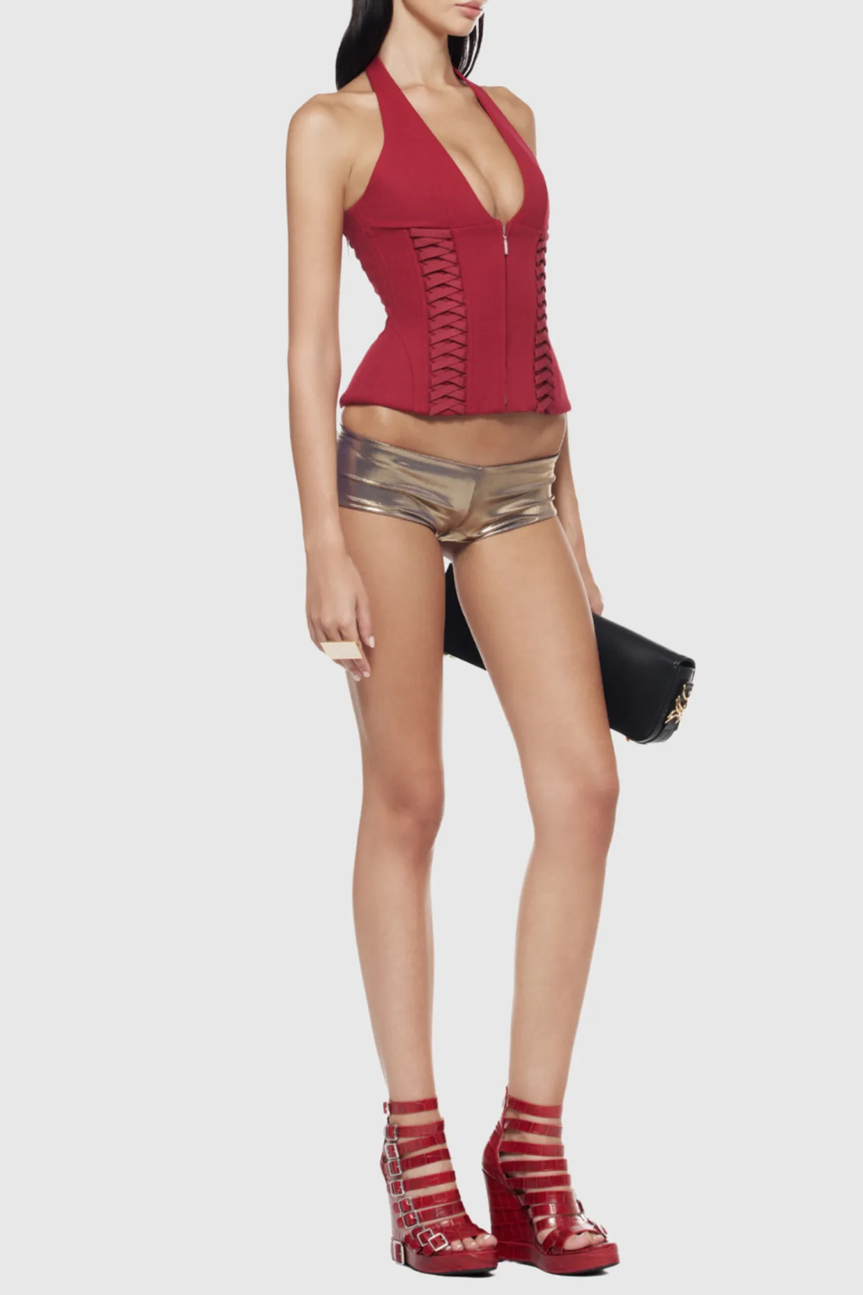 Celleen Halter Lace Up Corset Top Gloria Lanvin