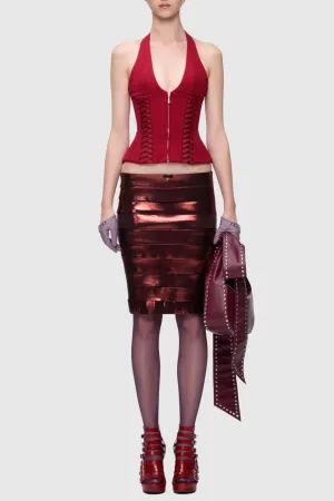 Celleen Halter Lace Up Corset Top Gloria Lanvin