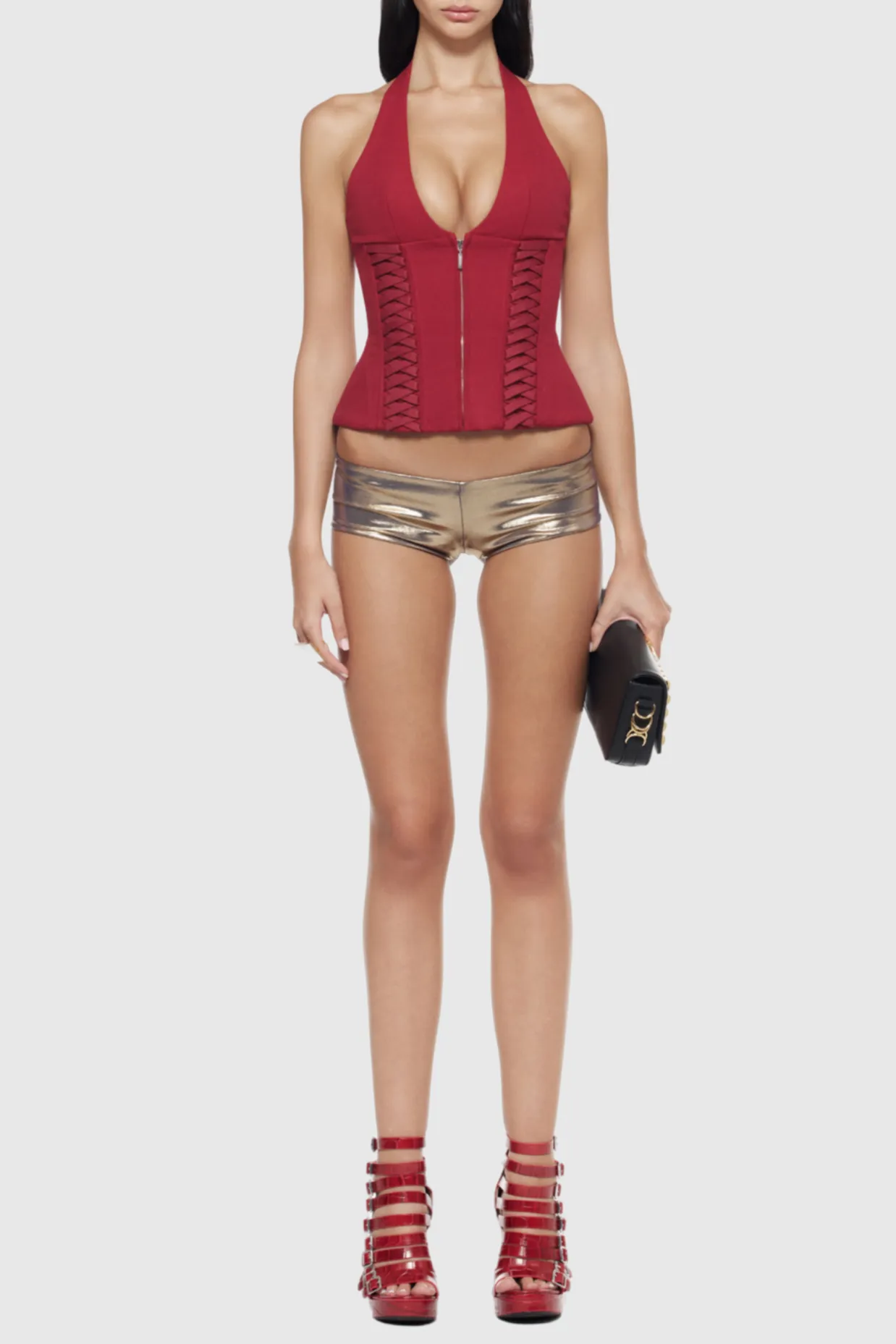 Celleen Halter Lace Up Corset Top Gloria Lanvin