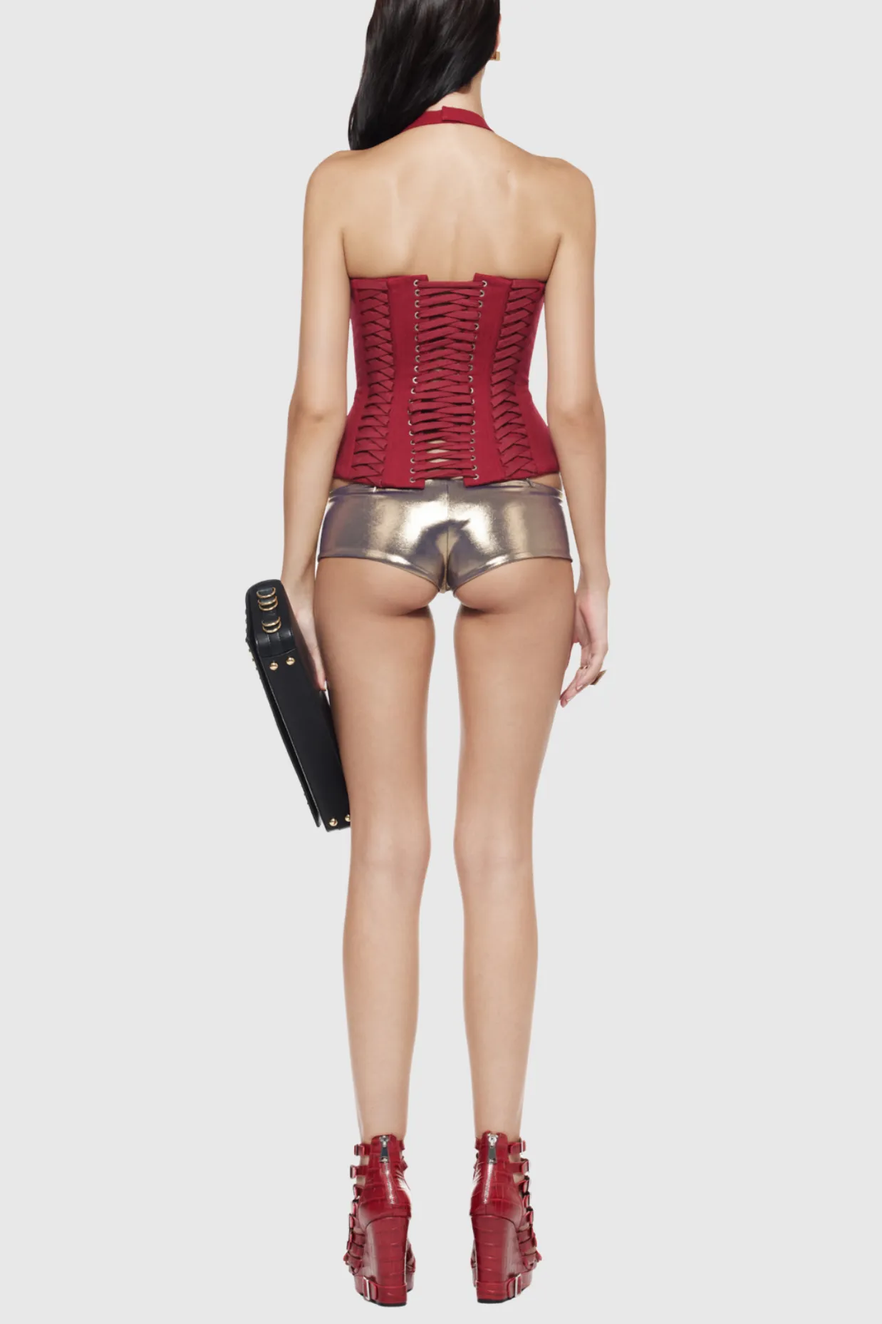 Celleen Halter Lace Up Corset Top Gloria Lanvin