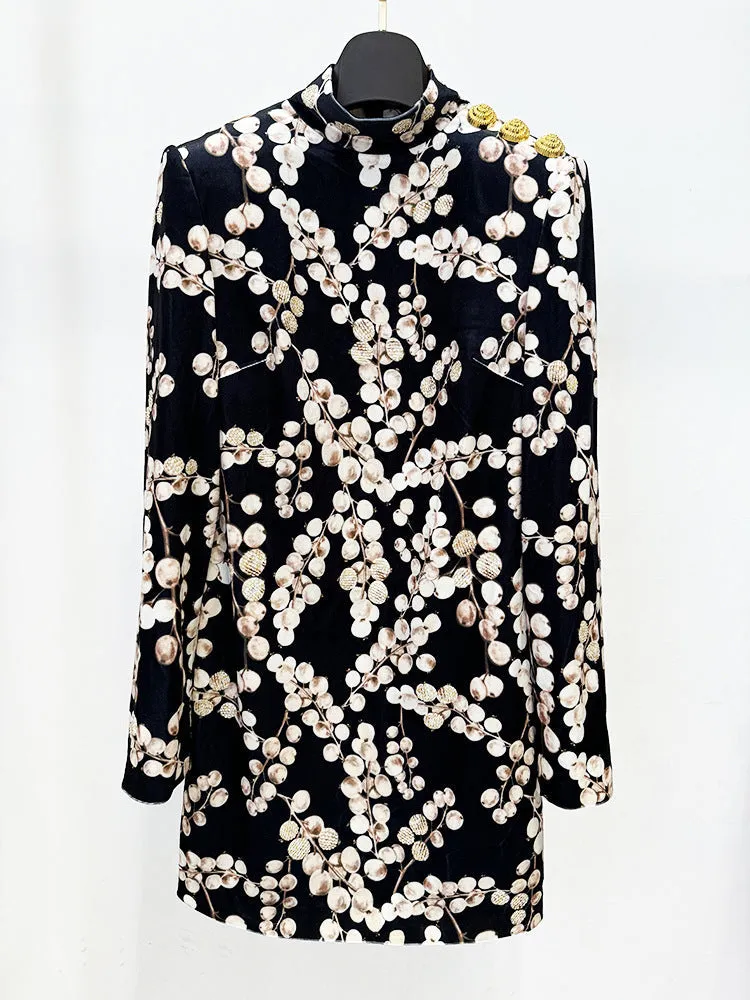CHAHA REDCURRANT PRINT VELVET MINI DRESS Gloria Lanvin