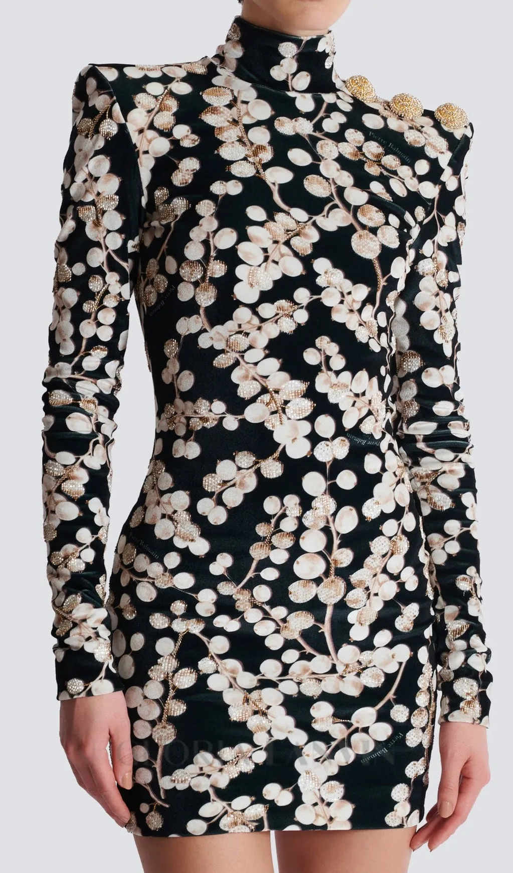 CHAHA REDCURRANT PRINT VELVET MINI DRESS Gloria Lanvin