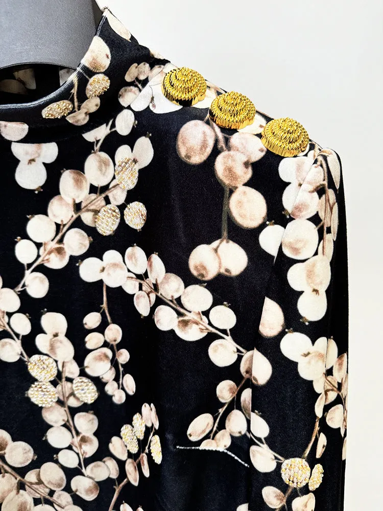 CHAHA REDCURRANT PRINT VELVET MINI DRESS Gloria Lanvin