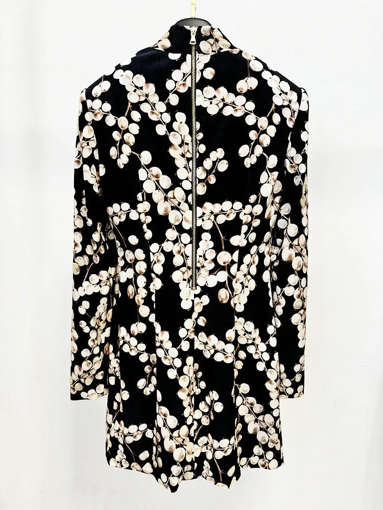 CHAHA REDCURRANT PRINT VELVET MINI DRESS Gloria Lanvin