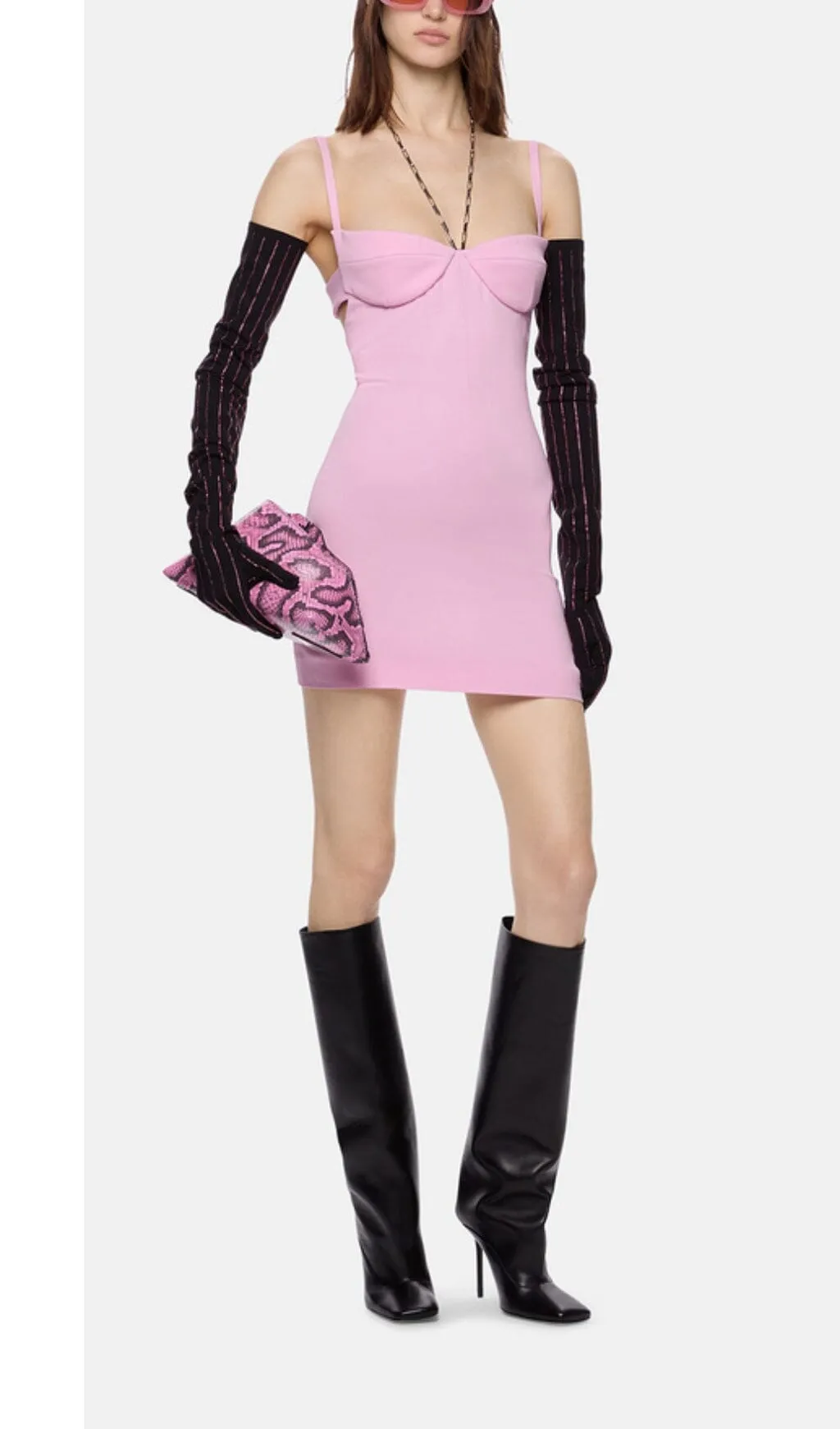 CHAIN HALTER MINI DRESS IN LAVENDER Gloria Lanvin